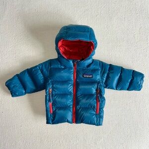 Patagonia Kids' Hi-Loft Down Sweater Hoody Puffer Jacket, Wavy Blue, 3-6 Months
